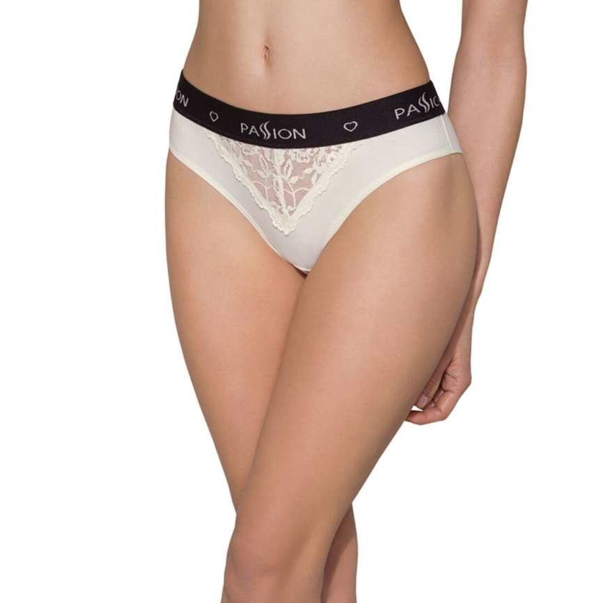 Трусики з широкою гумкою і мереживом Passion PS001 PANTIES S, ecru фото 1