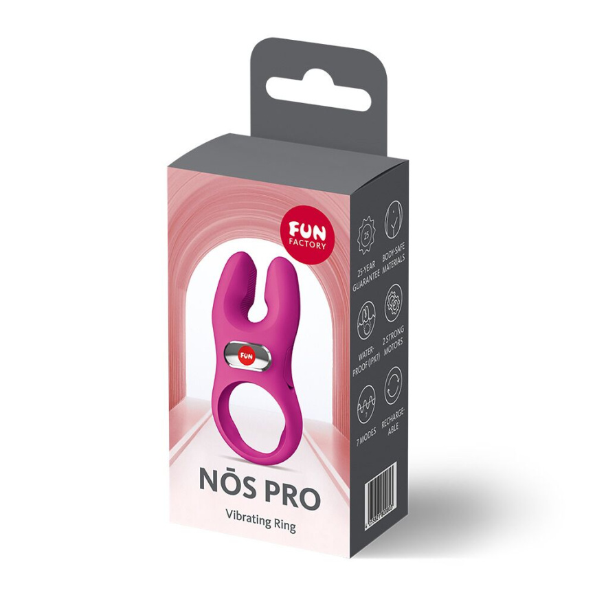Ерекційне віброкільце з подвійною стимуляцією клітора Fun Factory NŌS PRO Magenta, 2 мотори фото 8