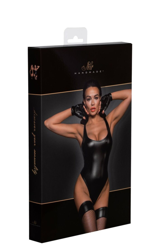 Боді з мокрим ефектом Noir Handmade F244 Powerwetlook body with high cut bottom hem, M фото 6