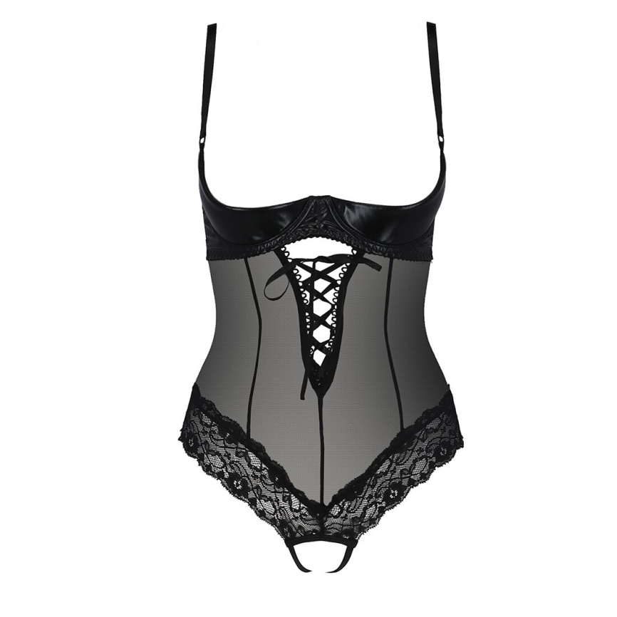 Боді з відкритими грудьми Passion Exclusive NORTH BODY L/XL, black фото 3