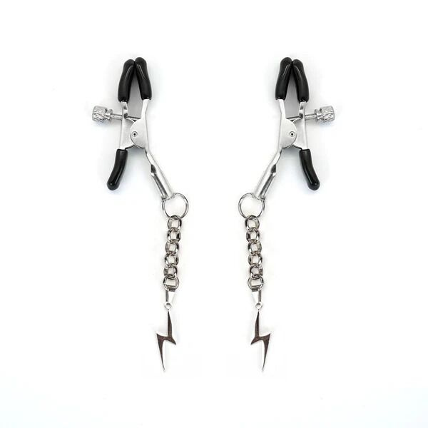 Затискачі для сосків Liebe Seele Lightning Nipple Clamps Silver, підвіска-блискавка фото 1