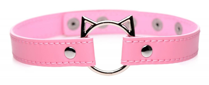 Чокер Master Series Kinky Kitty Ring Slim Choker - Pink фото 1