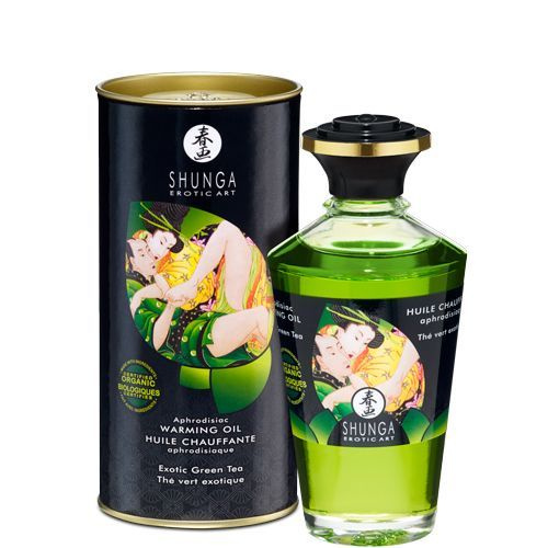 Органічна розігрівальна олія Shunga Aphrodisiac Warming Oil – Exotic green tea (100 мл) без цукру фото 1