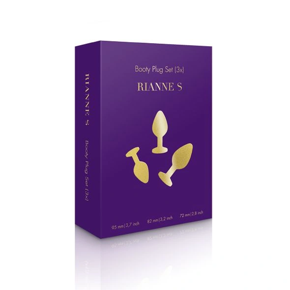 Набор силиконовых анальных пробок с кристаллом Rianne S: Booty Plug Set Purple, диаметр 3,2см, 3,5см, 4,2см фото 3