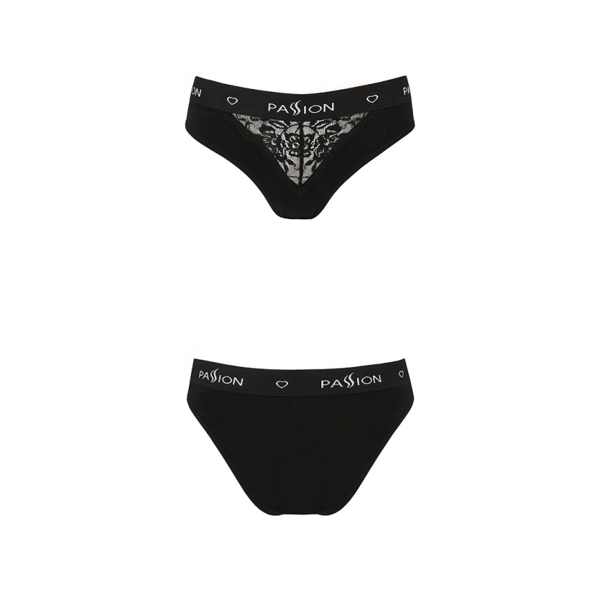 Трусики с широкой резинкой и кружевом Passion PS001 PANTIES L, black фото 12