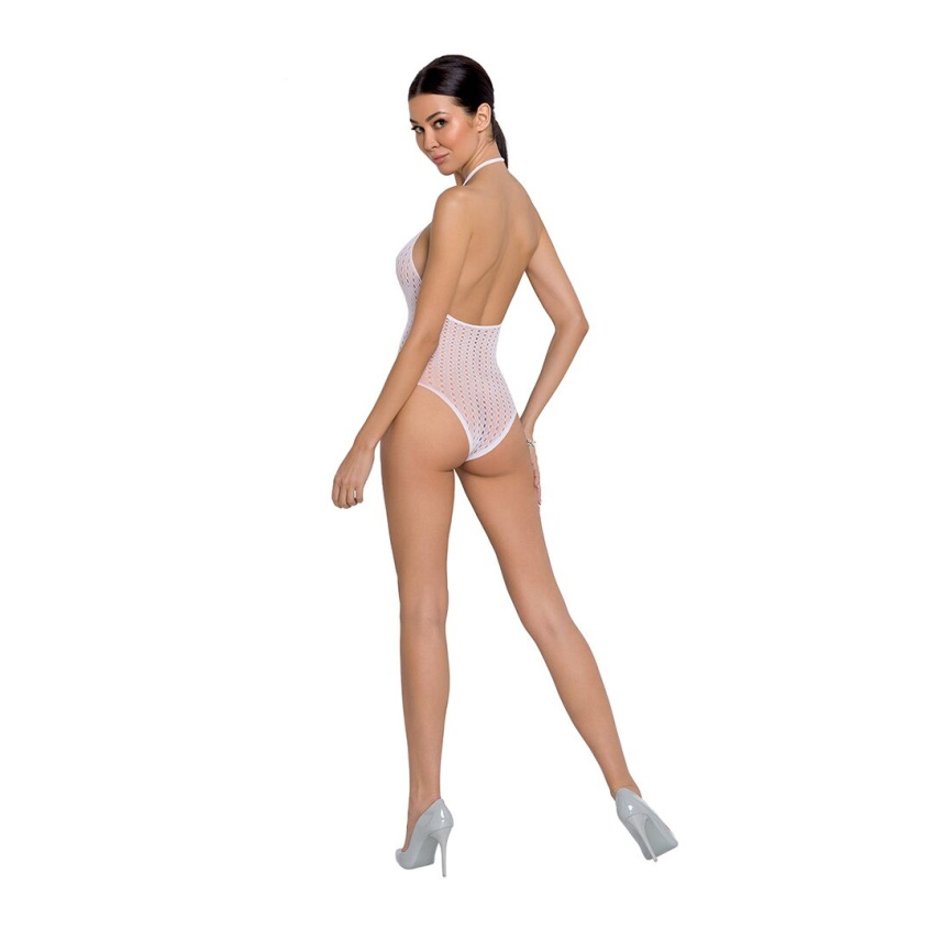 Бодістокінг з декольте Passion BS088 white, імітація корсетної шнурівки фото 4