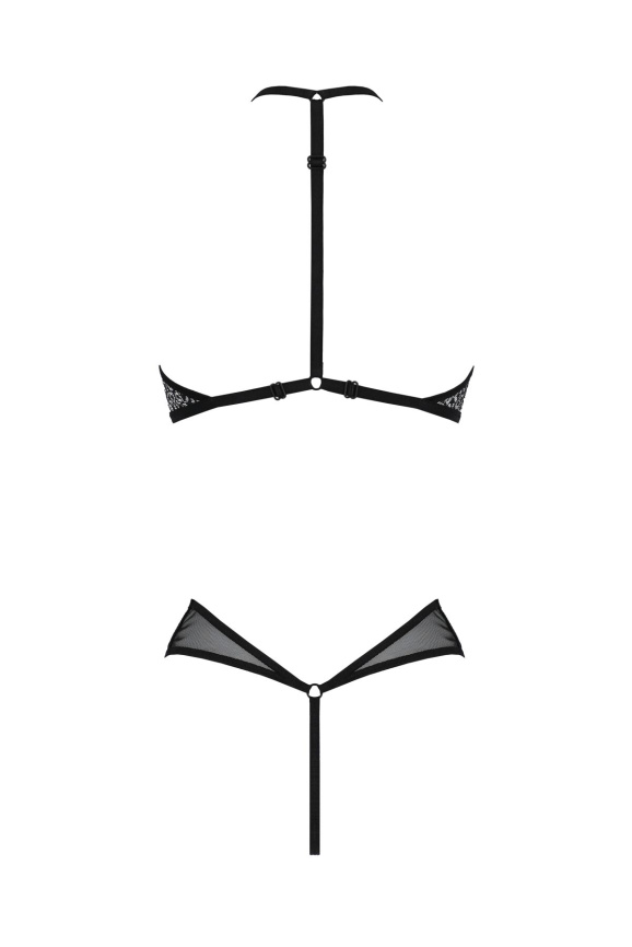 Сітчасте боді з мереживом на грудях Passion SATARA BODY S/M black фото 4