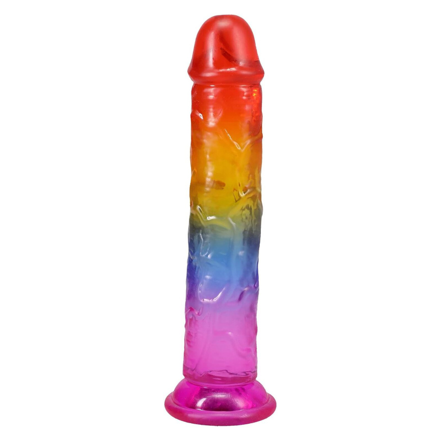 Дилдо Doc Johnson Crystal Jellies - 7 Inch Сlassic Dong - Rainbow фото 1