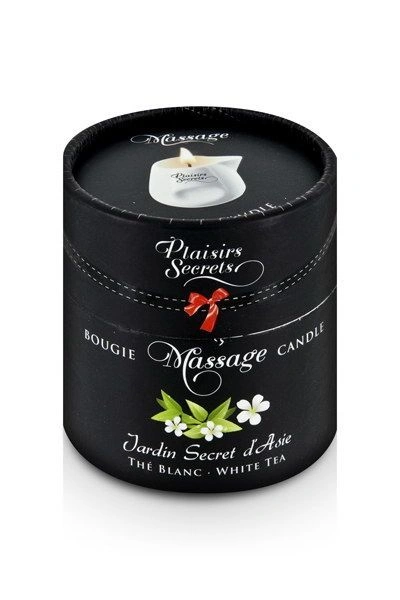 Массажная свеча Plaisirs Secrets White Tea (80 мл) подарочная упаковка, керамический сосуд фото 3