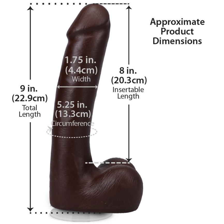 Фалоімітатор Doc Johnson The Realistic Cock ULTRASKYN - 9 Inch with Balls Chocolate фото 5