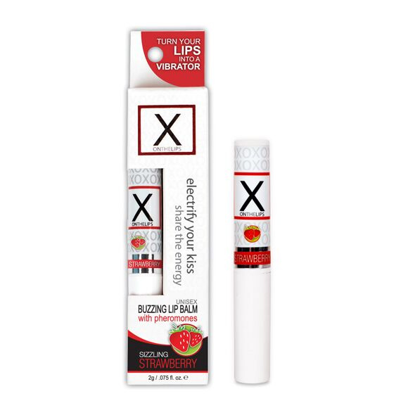 Стимулювальний бальзам для губ унісекс Sensuva – X on the Lips Strawberry з феромонами, полуниця фото 1
