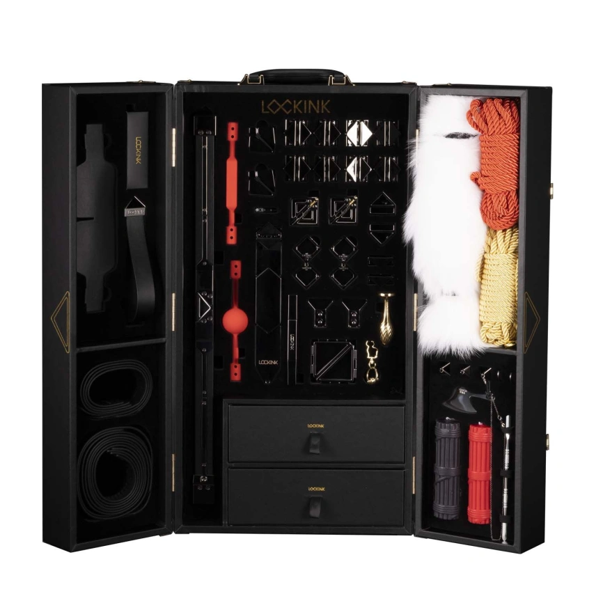 БДСМ-набор LOCKINK All-in-1 BDSM Play Kit, черный, ремни, маска, кляпы, анальные пробки, свечи фото 1