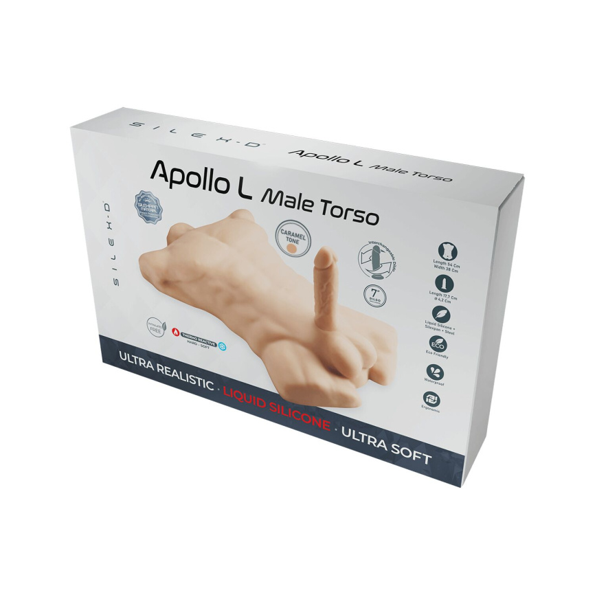 Торс з фалоімітатором на присосці SilexD Apollo L Male Torso Caramel фото 7
