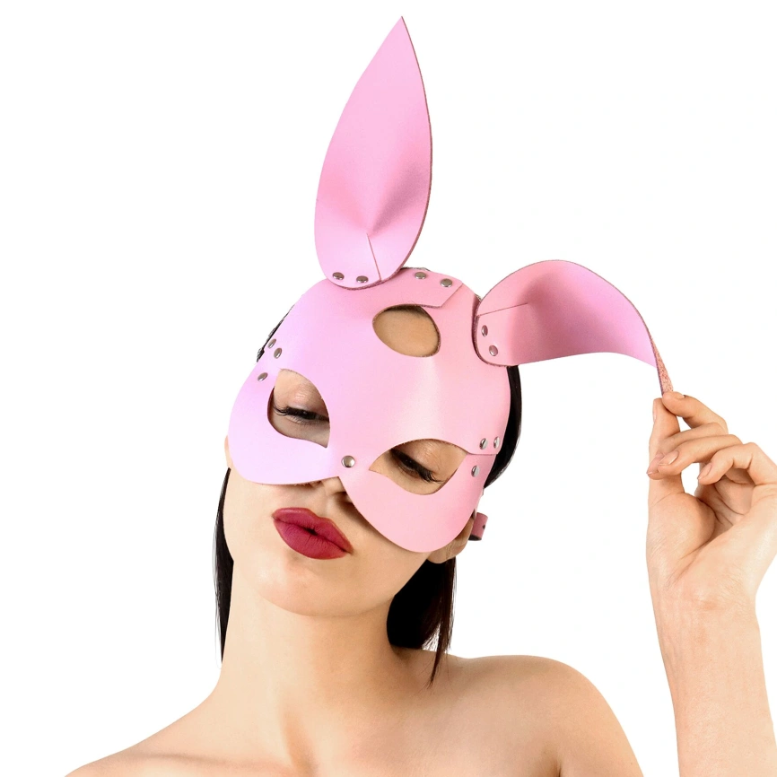 Кожаная маска Зайки Art of Sex - Bunny mask, цвет Розовый фото 1