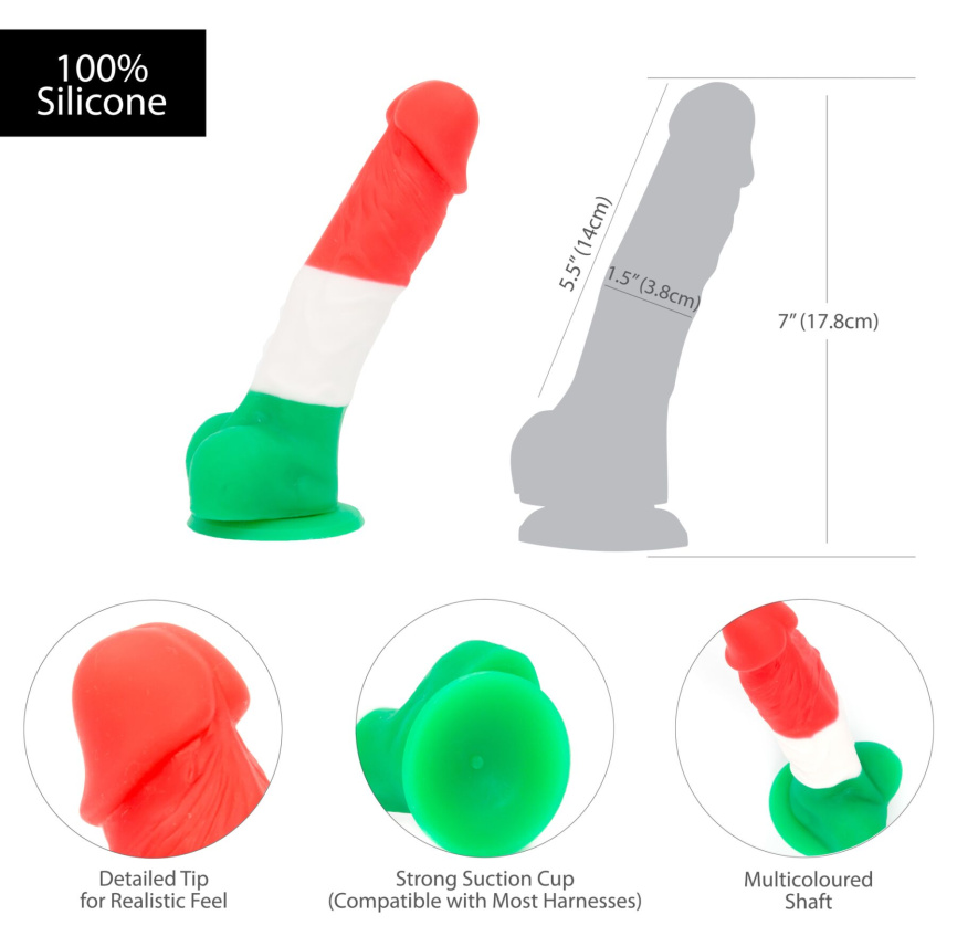 Кольоровий фалоімітатор ADDICTION - LEONARDO - 7 "- 3 COLOURS, 17,8 см, силікон, вібропуля в подарун фото 4