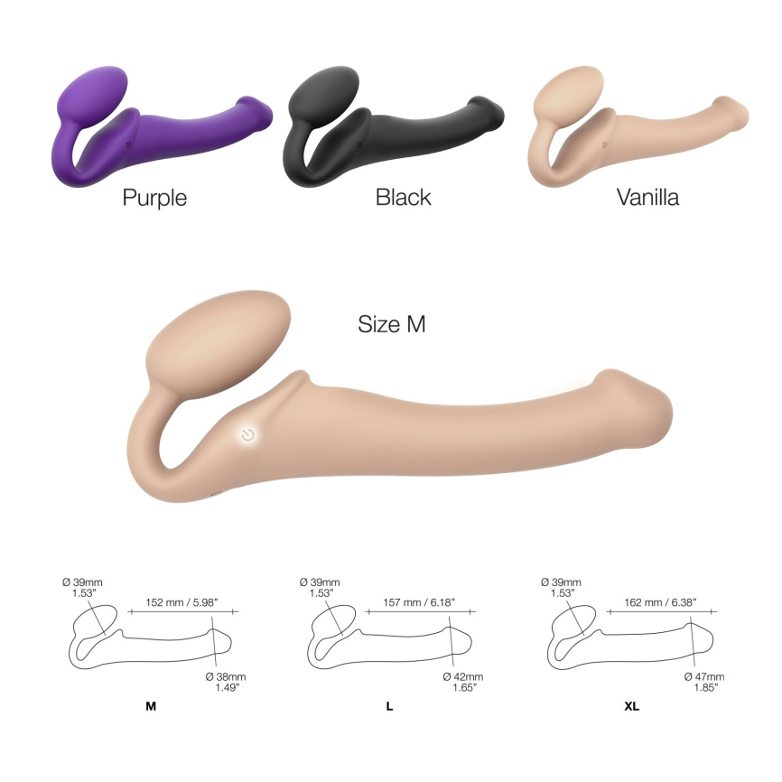 Безремінний страпон з вібрацією Strap-On-Me Vibrating Flesh M, діаметр 3,3см, пульт ДК, регульований фото 11