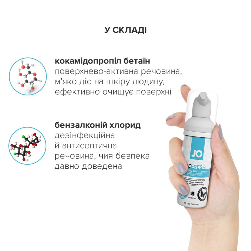 М’яка пінка для очищення іграшок JO REFRESH (50 мл), дезінфекційна, проникає глибоко фото 5