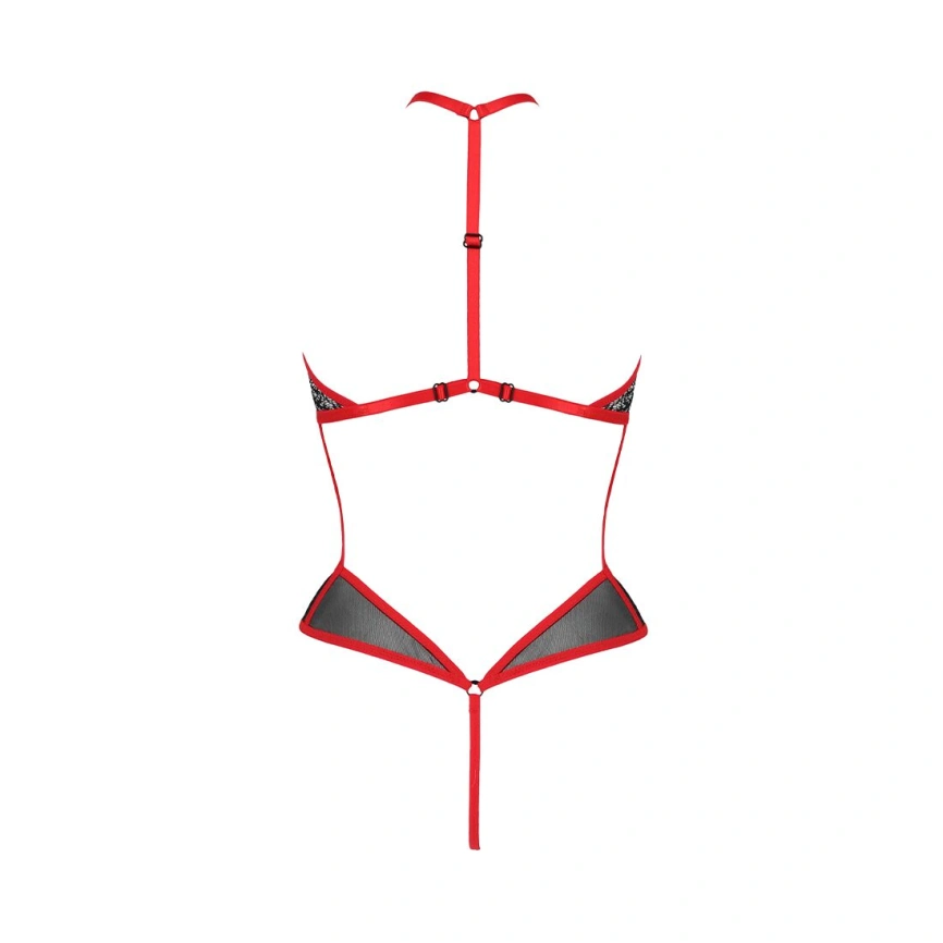 Сетчатое боди с кружевом на груди Passion SATARA BODY S/M red фото 11