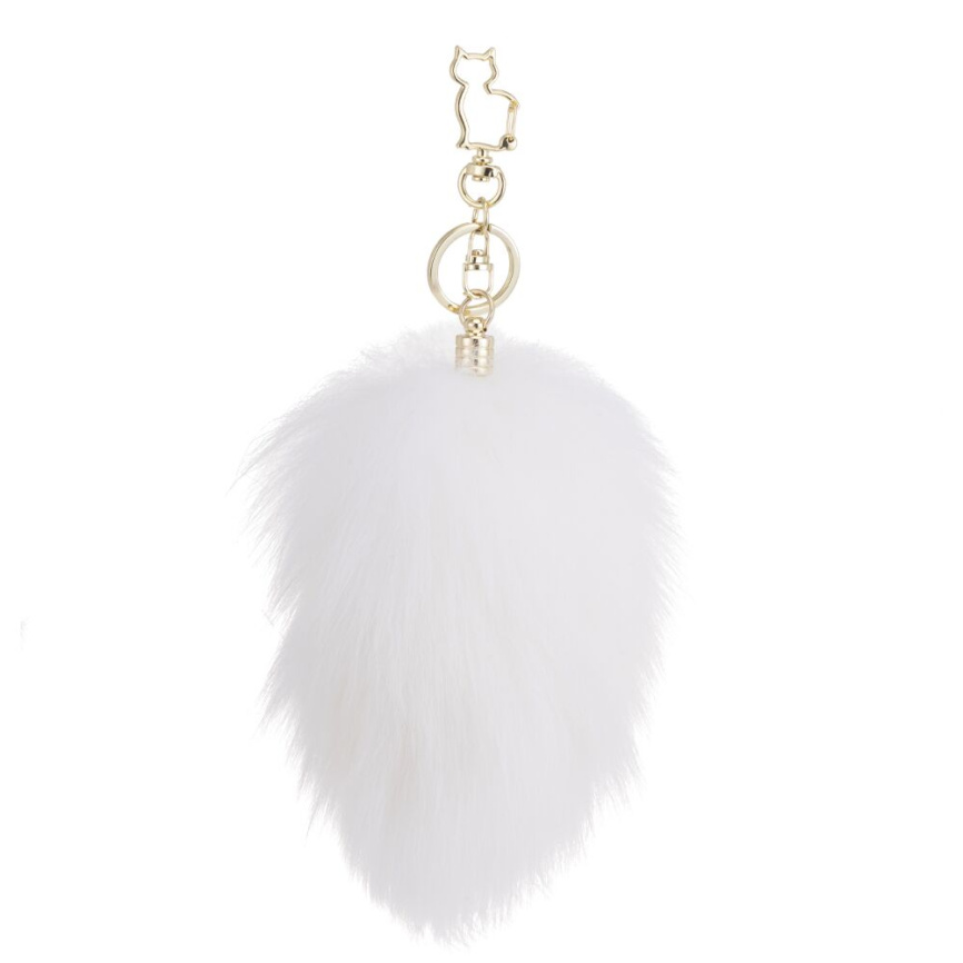 Металева анальна пробка — кролячий хвіст LOCKINK SEVANDA White Bunny-Tail Anal Pear-shape Plug фото 5
