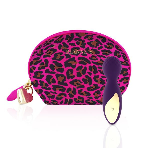 Мінівібромасажер Rianne S: Lovely Leopard Purple, 10 режимів роботи, косметичка-чохол, мед.силікон фото 1