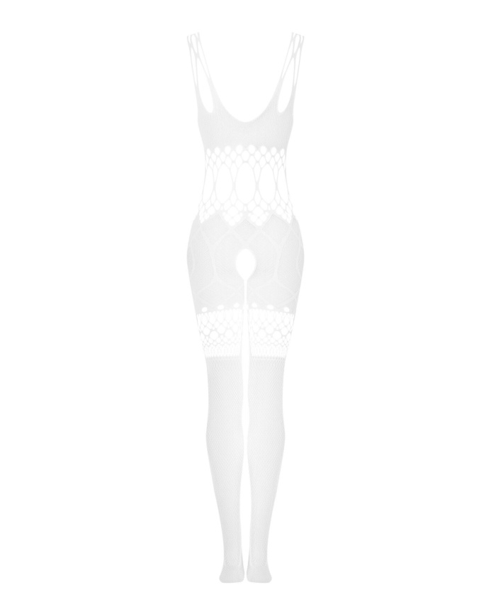 Сітчастий бодістокінг з імітацією топа та шортів Obsessive Bodystocking G330 XL/XXL, white, з доступом фото 4
