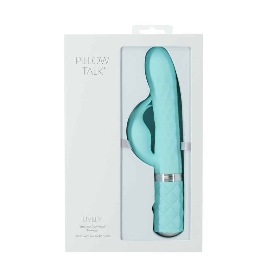 Розкішний кролик з ротацією та вібрацією Pillow Talk Lively Teal, кристал Сваровскі фото 9