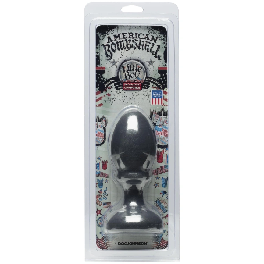 Анальная пробка Doc Johnson American Bombshell Little Boy - Gun Metal, диаметр 5,59 см фото 2