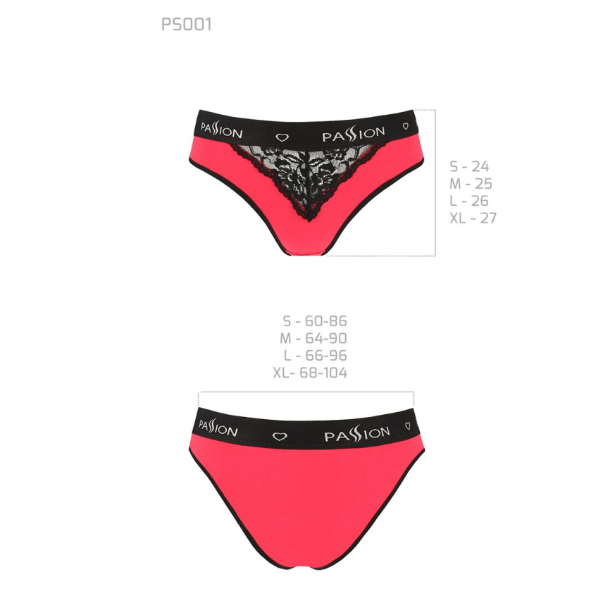 Трусики з широкою резинкою і мереживом Passion PS001 PANTIES XL, red-black фото 5