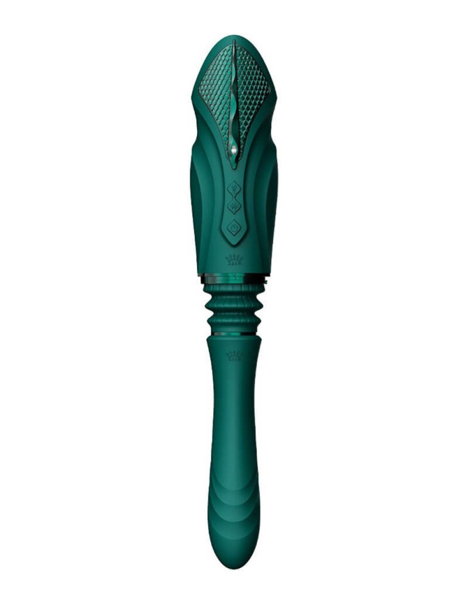 Компактна смарт секс-машина Zalo – Sesh Turquoise Green, 2 насадки, пульт ДК, кристал Swarovski фото 4