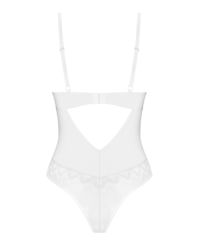 Боді Obsessive Alissium Teddy White, XS/S, ліф з м’якою чашкою, високі вирізи для ніг фото 6