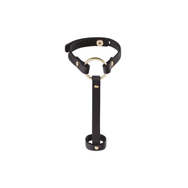 Пара браслетів на зап'ясті і палець Bijoux Indiscrets MAZE Hand Bracelet Harness Black, екошкіра фото 1