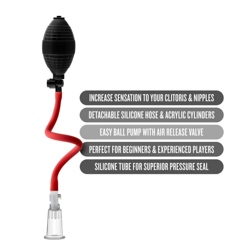 Вакуумная помпа для клитора Blush Temptasia – Beginner's Clitoral Pumping System, механическая, груша фото 5