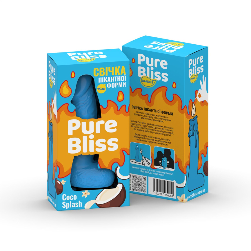 Ароматна свічка пікантної форми Pure Bliss Blue Coco Splash (Кокосове молоко) 15 см фото 7