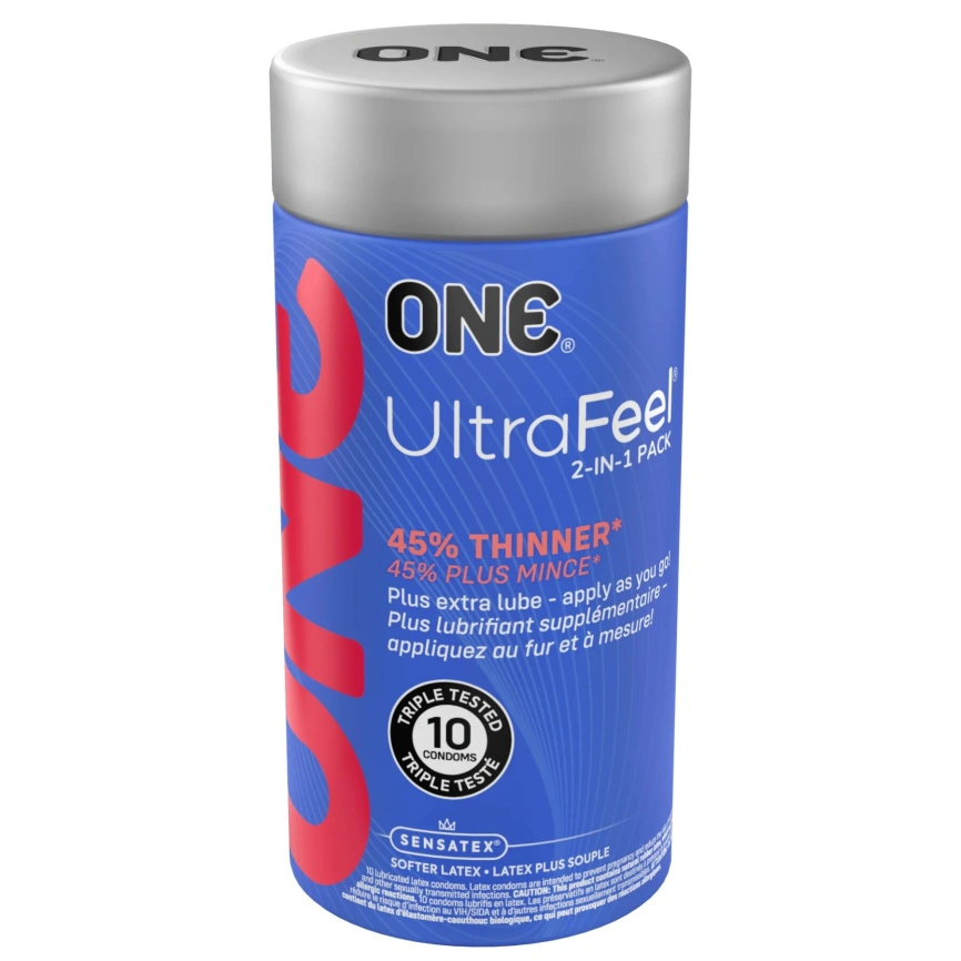 Презервативы ONE Ultra Feel, ультратонкие, c дополнительной смазкой, 10 шт, подарочная упаковка-тубус фото 1