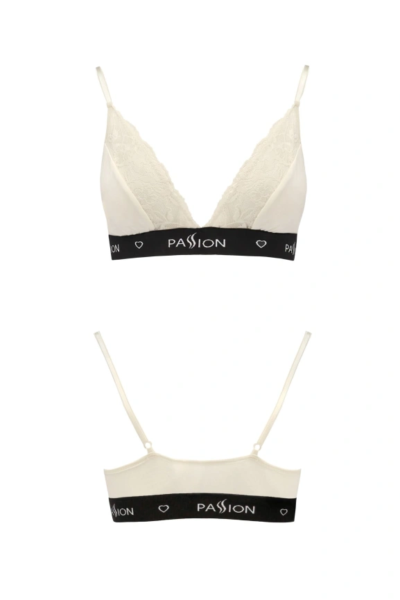 Эластичный топ с кружевом Passion PS001 TOP XL, ecru фото 4