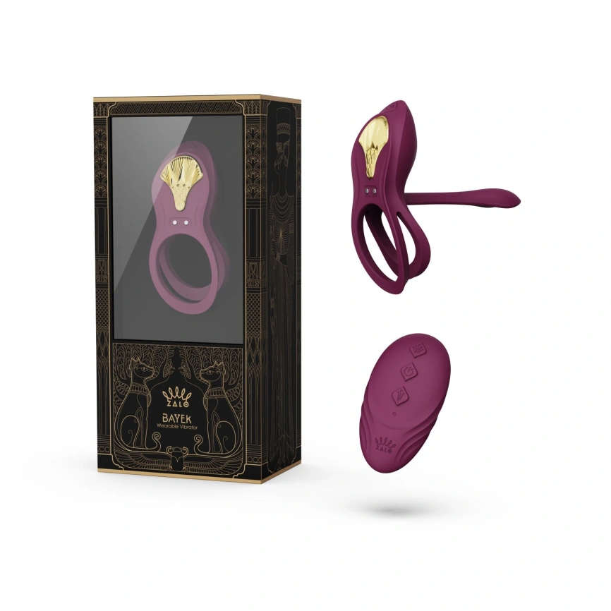 Смарт-эрекционное кольцо Zalo - BAYEK Velvet Purple, двойное с вводимой частью, пульт ДУ фото 8