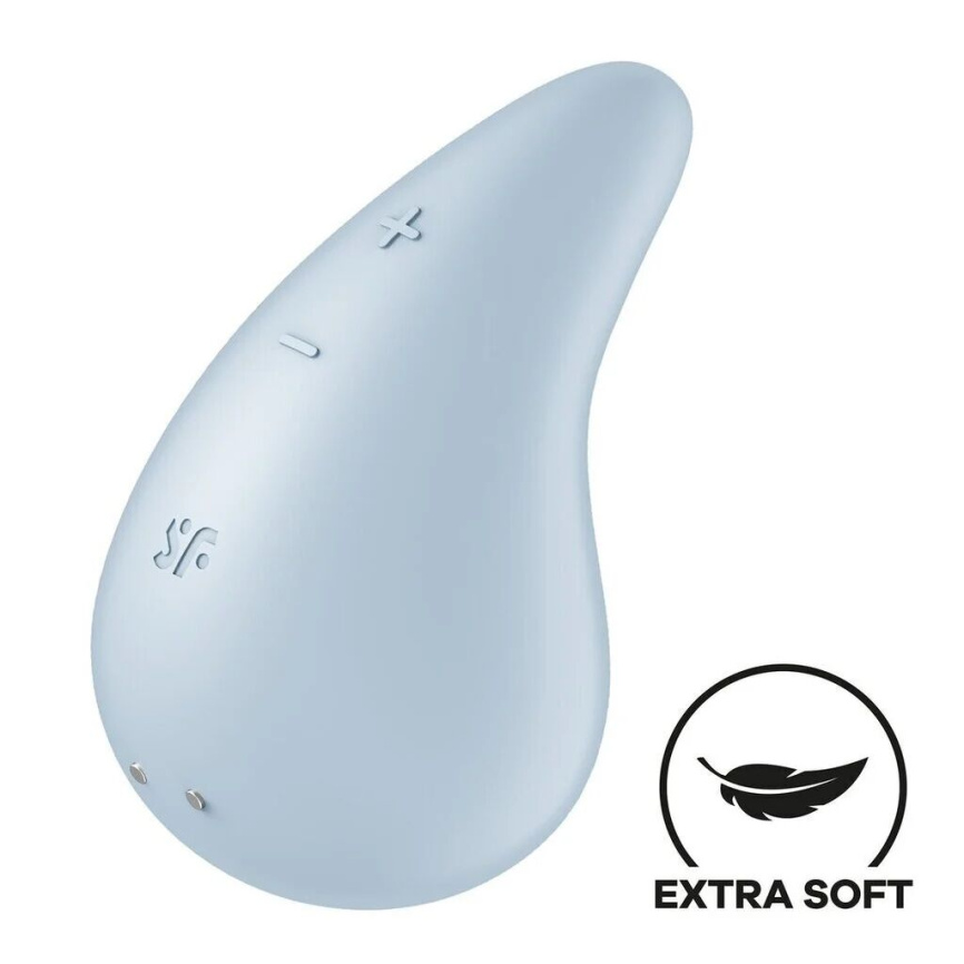Вібратор для зовнішньої стимуляції Satisfyer Dew Drop Blue, 2 мотори, 12 режимів, м’який корпус фото 1