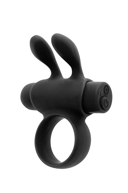 Ерекційне віброкільце S Pleasures Premium Rabbit Ring, чорне, зі знімною віброкулею та вушками фото 1