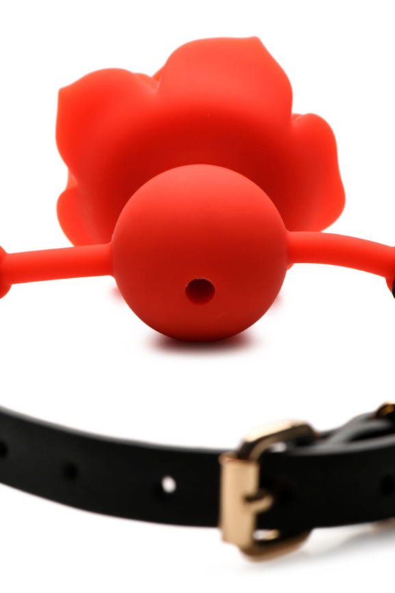 Силіконовий кляп з трояндою Master Series: Blossom Silicone Rose Gag – Red фото 5