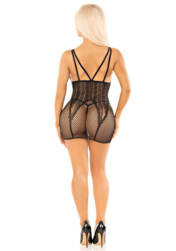 Бодістокінг Leg Avenue Heart Net Mini Dress One Size Black фото 4