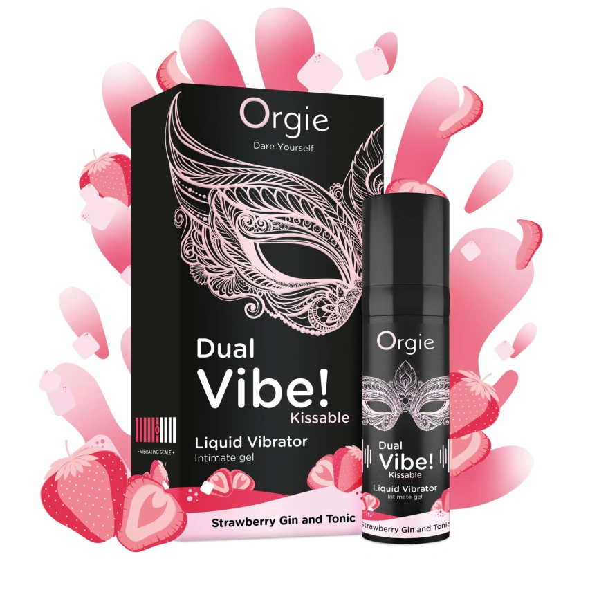 Жидкий вибратор Orgie Dual Vibe! Strawberry Gin & Tonic Kissable Liquid Vibrator, 15 мл фото 2
