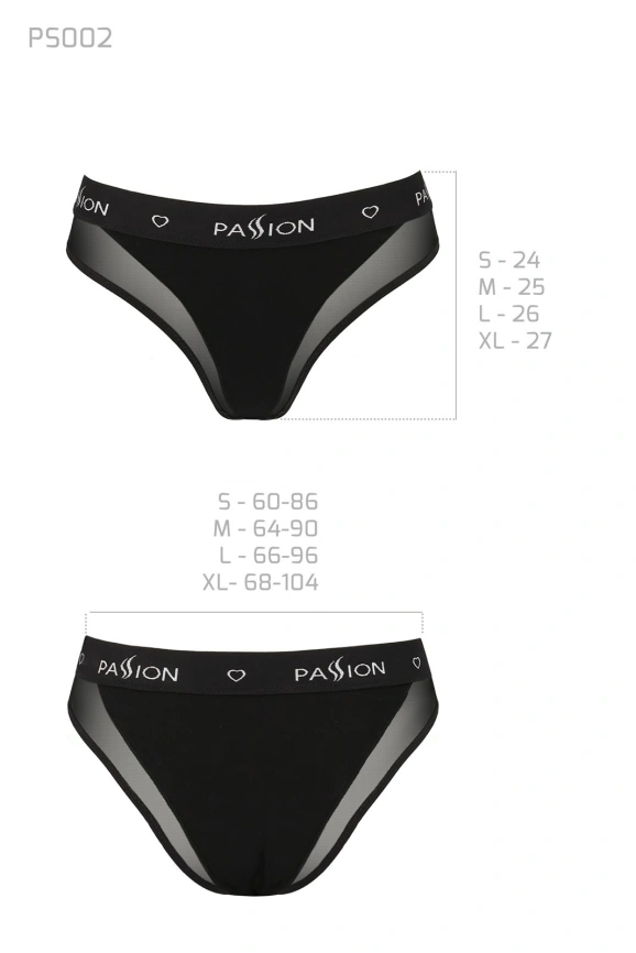 Трусики с прозрачной вставкой Passion PS002 PANTIES S, black фото 3