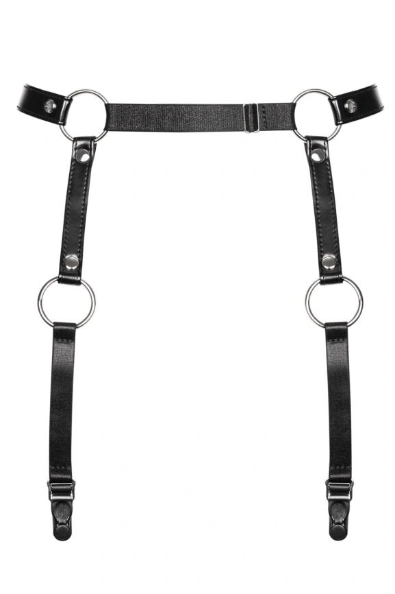 Гартеры Obsessive A741 garter belt black O/S, искусственная кожа фото 1
