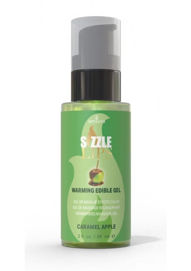 Зігрівальний масажний гель Sensuva Sizzle Lips Caramel Apple (59 мл), без цукру, їстівний фото 1