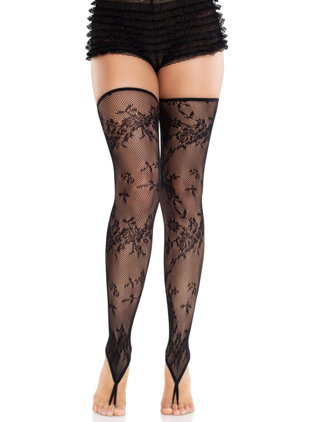 Панчохи Leg Avenue Floral Net Toe Loop Footless Thigh Highs One Size фото 4