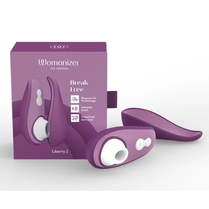 Вакуумный клиторальный стимулятор Womanizer Liberty 2 Purple, 8 режимов, магнитная крышечка фото 9