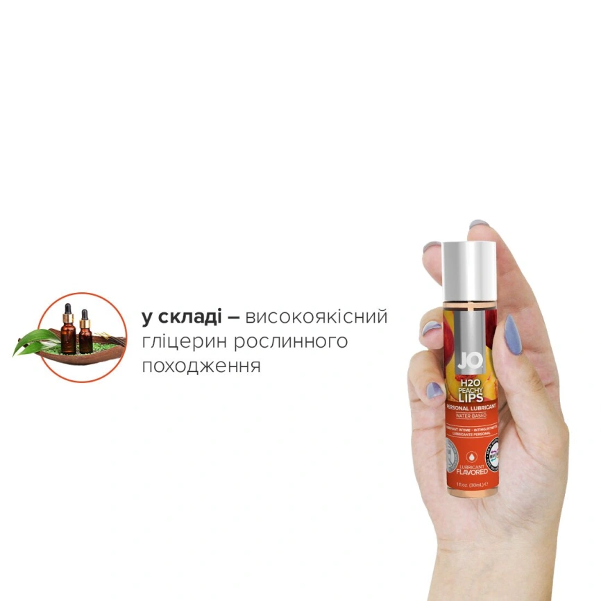 Смазка на водной основе JO H2O — Peachy Lips (30 мл) без сахара, растительный глицерин фото 9