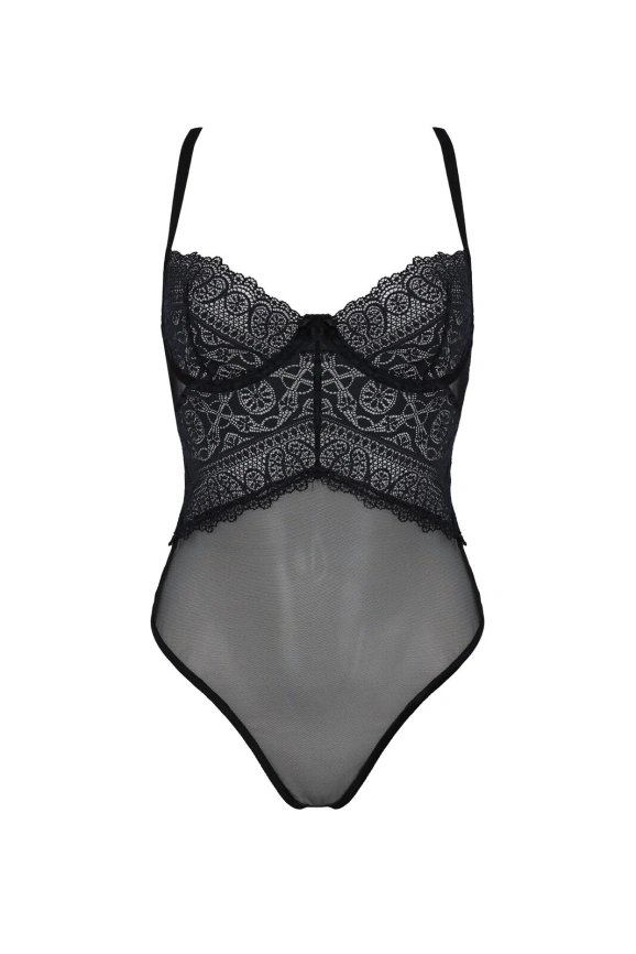 Боди Passion KERRIA BODY black, L/XL, с высокими вырезами и верхом балконет фото 3