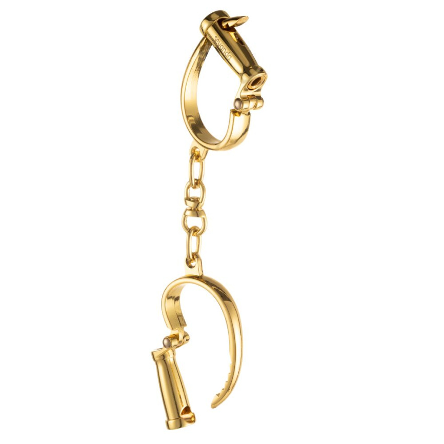 Наручники LOCKINK Love-slave Handcuffs, золотисті, металеві, у формі стремен фото 2