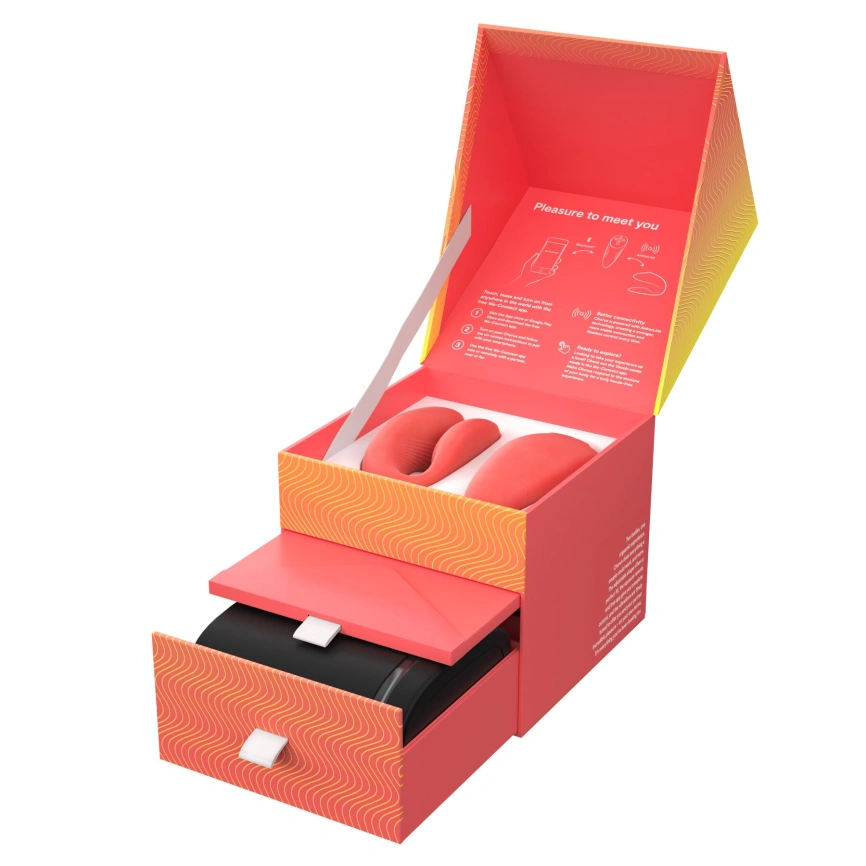 Смарт-вибратор для пар We-Vibe Chorus Crave Coral, сенсорное управление вибрациями сжатием пульта фото 8